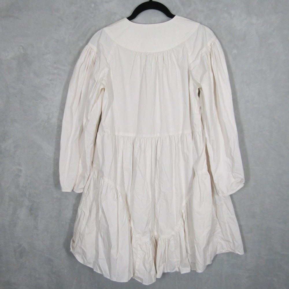 Ulla Johnson Dress Leiko Womens 0 White Cotton Ruffle Tiered Mini Dress
